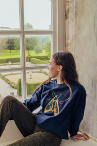 Embroidered large festive moth sweater