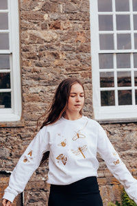 festive bugs embroidered sweater with bug star sleeve detail