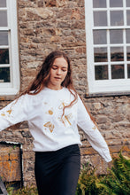 Load image into Gallery viewer, festive bugs embroidered sweater with bug star sleeve detail
