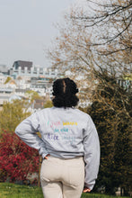 Load image into Gallery viewer, Embroidered I just wanna make nice things back sweater with doodle bee sleeve