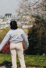 Load image into Gallery viewer, Embroidered I just wanna make nice things back sweater with doodle bee sleeve