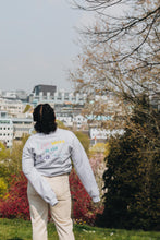 Load image into Gallery viewer, Embroidered I just wanna make nice things back sweater with doodle bee sleeve