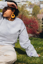 Load image into Gallery viewer, Embroidered I just wanna make nice things back sweater with doodle bee sleeve