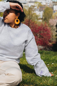 Embroidered I just wanna make nice things back sweater with doodle bee sleeve