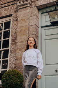 Embroidered large wildflower sweater with floral sleeves