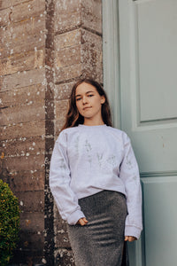 Embroidered large wildflower sweater with floral sleeves