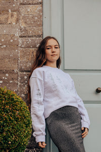 Embroidered large wildflower sweater with floral sleeves