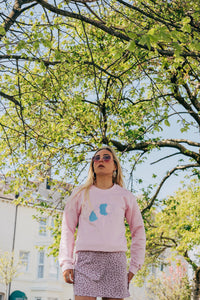 Embroidered big doodle bee sweater