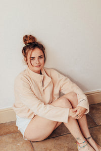 Cropped Fleece with sleeve embroidery