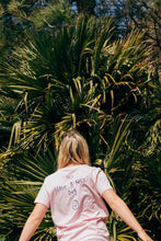 Load image into Gallery viewer, Hey have a nice day embroidered back with doodle bee on front sleeve t-shirt