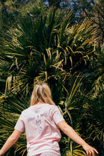 Load image into Gallery viewer, Hey have a nice day embroidered back with doodle bee on front sleeve t-shirt