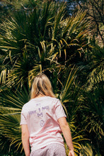 Load image into Gallery viewer, Hey have a nice day embroidered back with doodle bee on front sleeve t-shirt