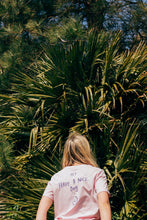 Load image into Gallery viewer, Hey have a nice day embroidered back with doodle bee on front sleeve t-shirt