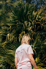 Load image into Gallery viewer, Hey have a nice day embroidered back with doodle bee on front sleeve t-shirt