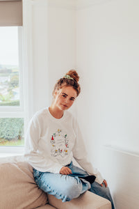 Crazy Christmas Cats embroidered sweater