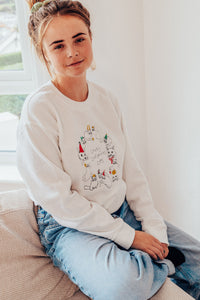 Crazy Christmas Cats embroidered sweater