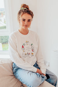 Crazy Christmas Cats embroidered sweater