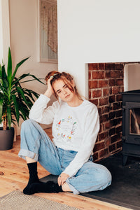 Crazy Christmas Cats embroidered sweater