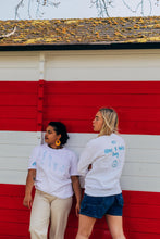 Load image into Gallery viewer, Embroidered hey have a nice day back sweater with today will be a good day reminder sleeve