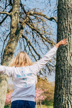 Load image into Gallery viewer, Embroidered hey have a nice day back sweater with today will be a good day reminder sleeve