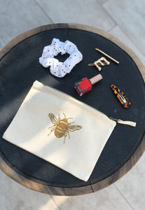 Bee embroidered accessory pouch
