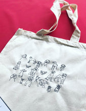 Load image into Gallery viewer, Doodle dog embroidered tote bag
