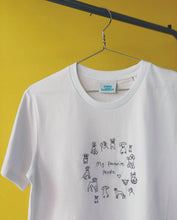 Load image into Gallery viewer, Dogs are my favourite people embroidered Organic t-shirt.