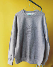 Load image into Gallery viewer, Big bee with mini bee sleeve embroidered sweater
