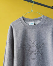 Load image into Gallery viewer, Big bee with mini bee sleeve embroidered sweater