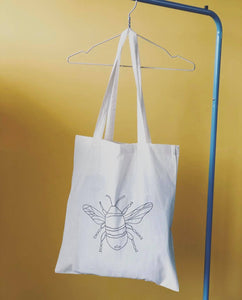 Big Bee embroidered tote bag