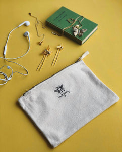 Dont worry bee embroidered accessory pouch