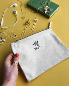 Dont worry bee embroidered accessory pouch