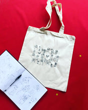 Load image into Gallery viewer, Doodle dog embroidered tote bag