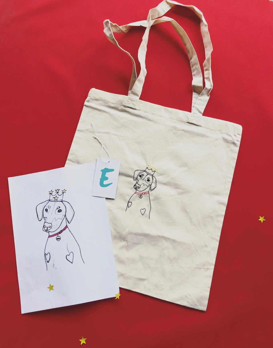 Queen bea embroidered tote bag