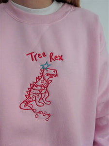 Tree rex embroidered Christmas sweater