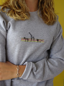 Animal colour block embroidered sweater
