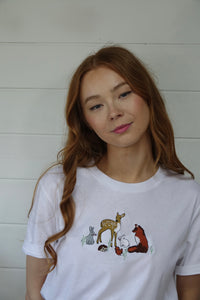 Embroidered Woodland animals T-shirt