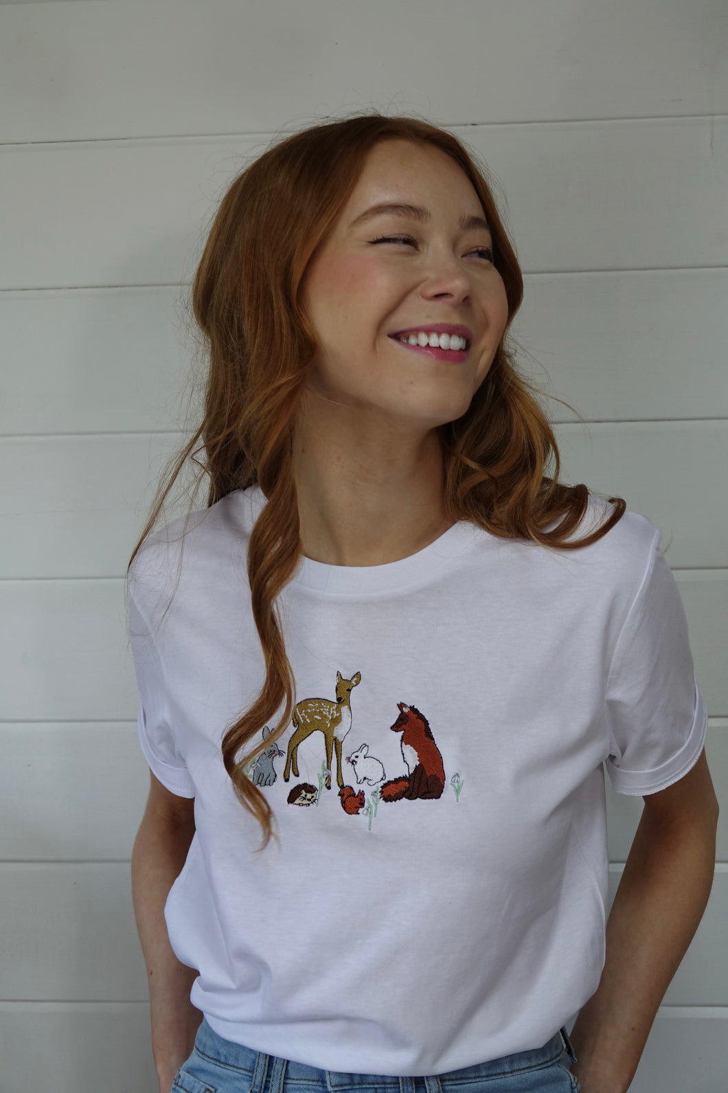 Embroidered Woodland animals T-shirt