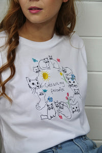 Embroidered Spring Cats are my Favourite T-shirt
