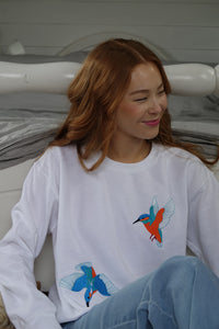 Embroidered Kingfisher sweater
