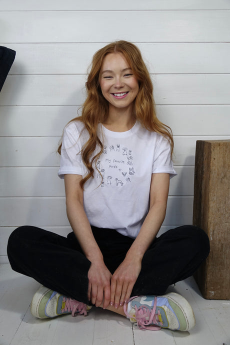 Dogs are my favourite people embroidered Organic t-shirt.