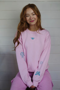 Single Bestie tattoo style embroidered sweater