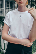 Load image into Gallery viewer, Mini bee embroidered organic t-shirt.