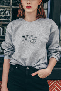 Stop buggin me embroidered slogan sweater
