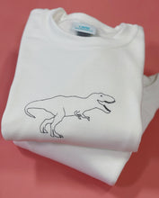 Load image into Gallery viewer, Embroidered t rex dinosaur sweater