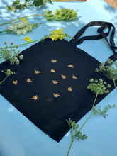 Load image into Gallery viewer, Lots of bees embroidered tote bag