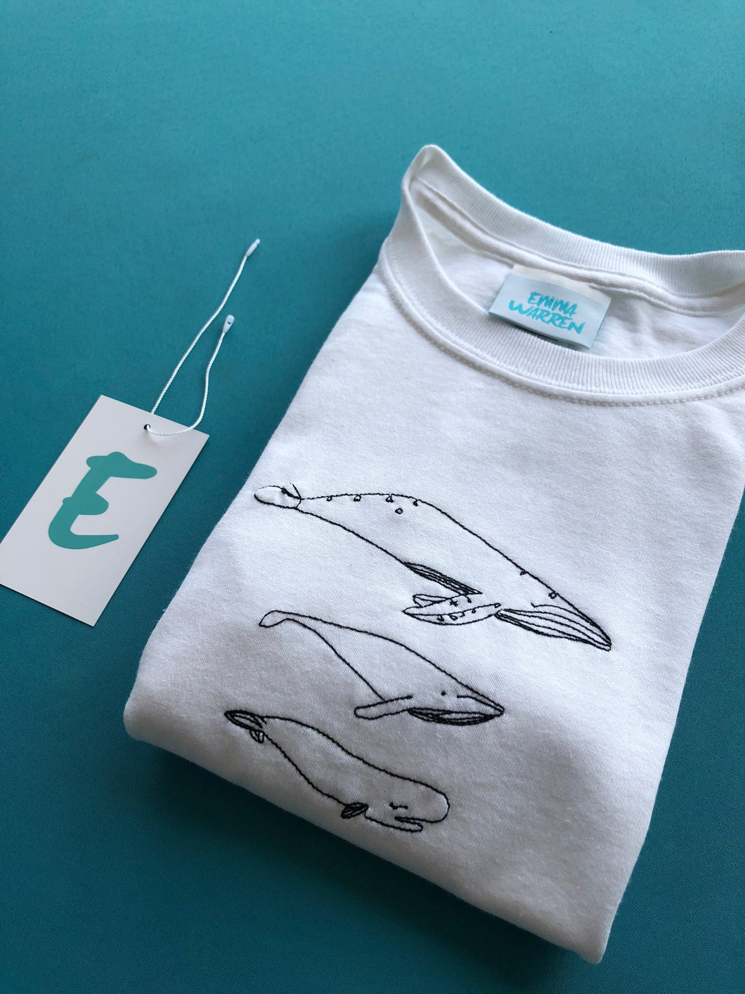 Whale embroidered organic t-shirt – Emma Warren ltd