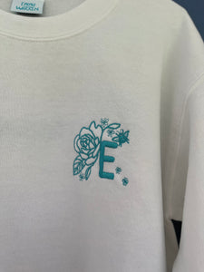 Bride floral bee back sweater with personalised forever sleeve