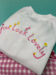 Embroidered Floral ' you look lovely ' back sweater