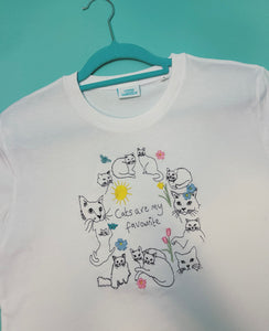 Embroidered Spring Cats are my Favourite T-shirt